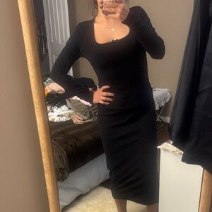 F21 Elegant Black Long Sleeve Dress
